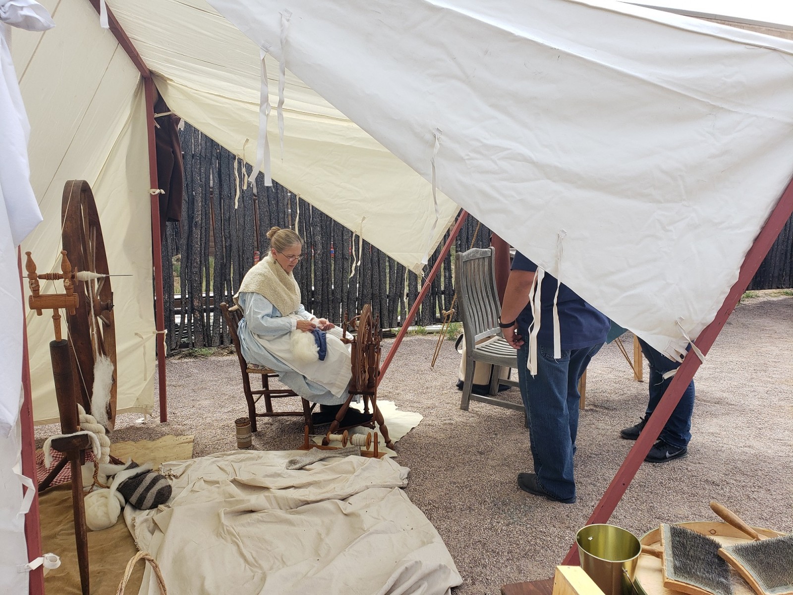A volunteer from the New Mexico Farm & Ranch Heritage Museum provides a demonstration at Fort Selden's Spring Fling in 2019.