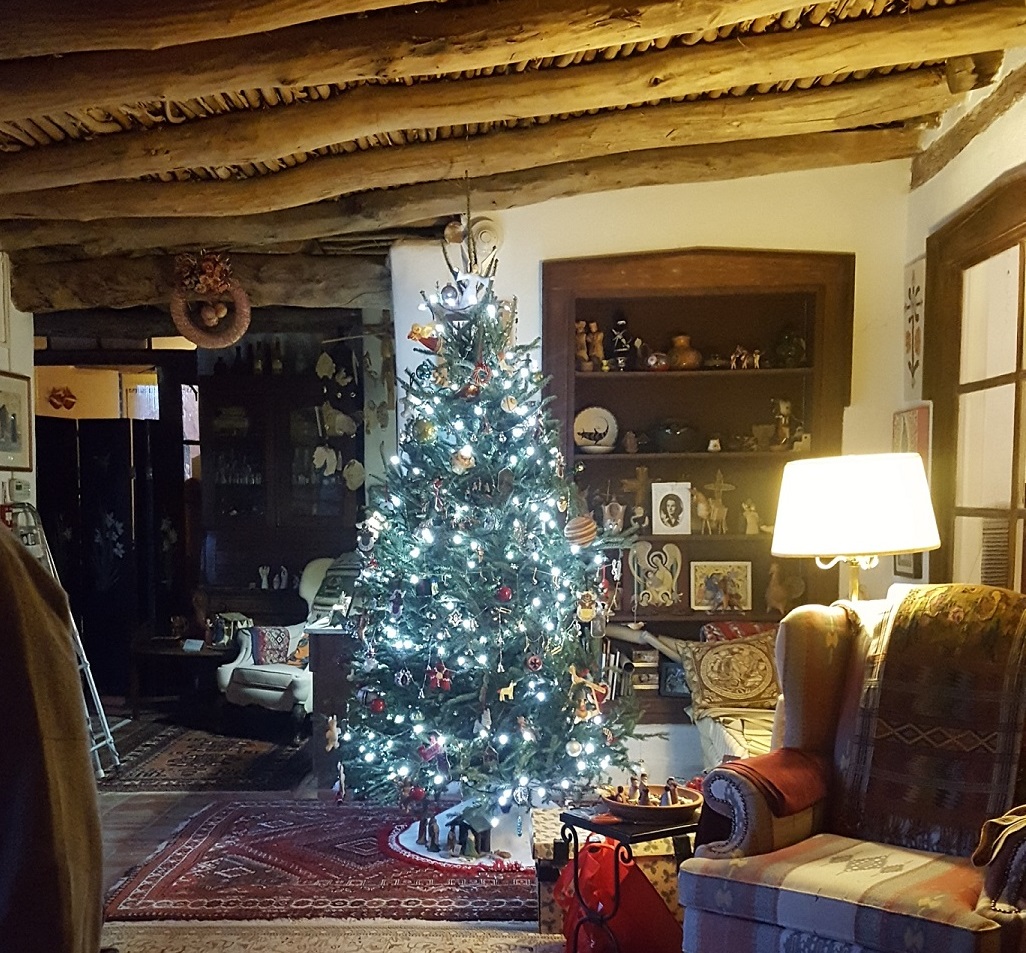 A Christmas tree on display in the Sala Grande of the Taylor-Mesilla Historic Property.