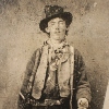 Billy the Kid's portrait inside the courthouse where he was jailed.