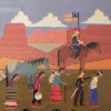 Weaving depicting the ''Long Walk'' Linda Nez, weaver. Private collection.